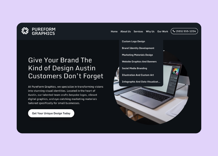 Spotless Touch landing page of a specific service titled 'Post Construction Cleaning' with a contact form on the side