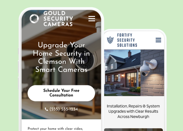 Revive Detailing and Spotless Touch landing pages in two smartphones, side by side, showing mobile view of the websites