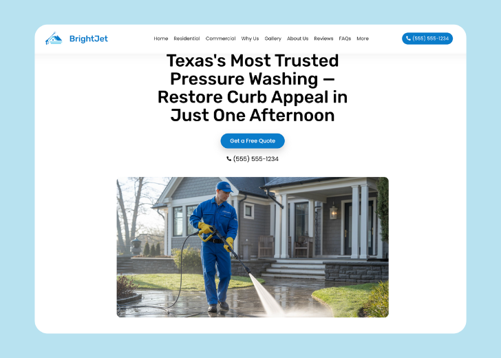 Spotless Touch landing page of a specific service titled 'Post Construction Cleaning' with a contact form on the side