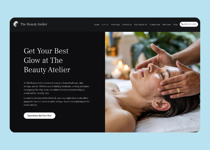 Spotless Touch landing page of a specific service titled 'Post Construction Cleaning' with a contact form on the side
