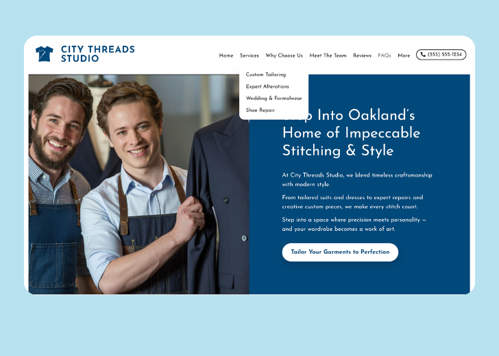 Spotless Touch landing page of a specific service titled 'Post Construction Cleaning' with a contact form on the side