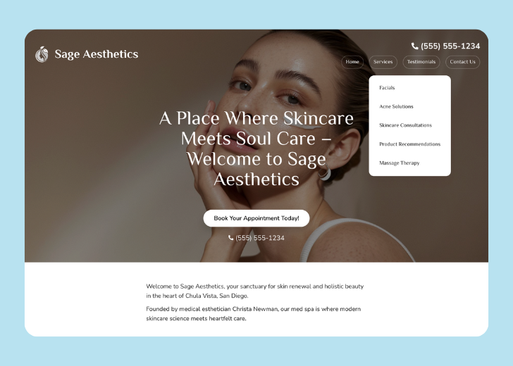 Spotless Touch landing page of a specific service titled 'Post Construction Cleaning' with a contact form on the side
