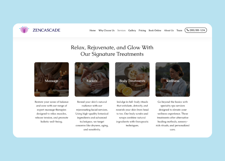 Spotless Touch landing page of a specific service titled 'Post Construction Cleaning' with a contact form on the side