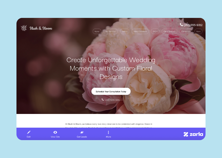Screenshot of Zarla Editor's UI for selecting fonts and color palettes and uploading custom images