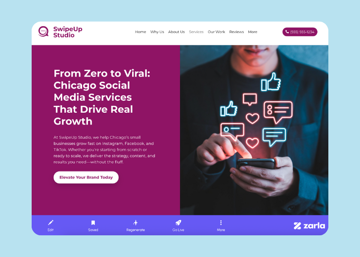 Screenshot of Zarla Editor's UI for selecting fonts and color palettes and uploading custom images