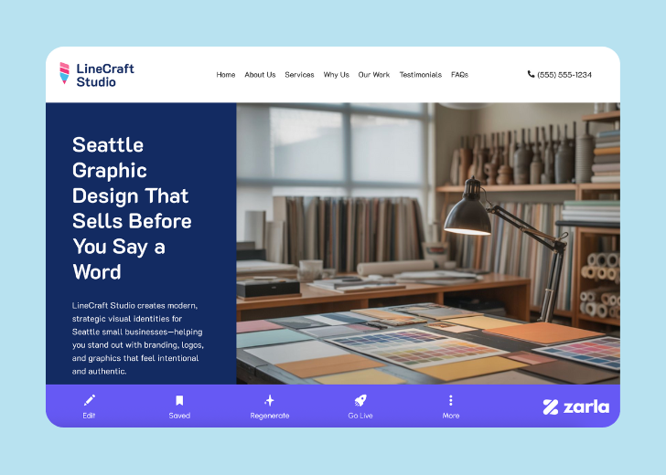 Screenshot of Zarla Editor's UI for selecting fonts and color palettes and uploading custom images