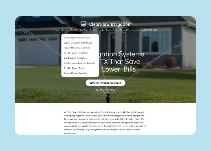 Spotless Touch landing page of a specific service titled 'Post Construction Cleaning' with a contact form on the side