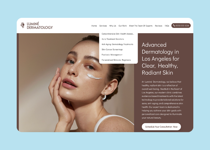 Spotless Touch landing page of a specific service titled 'Post Construction Cleaning' with a contact form on the side