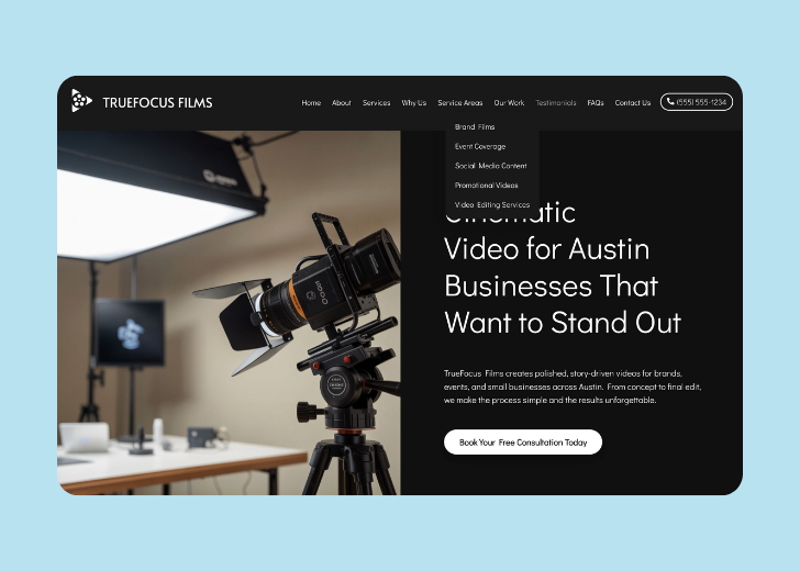 Spotless Touch landing page of a specific service titled 'Post Construction Cleaning' with a contact form on the side