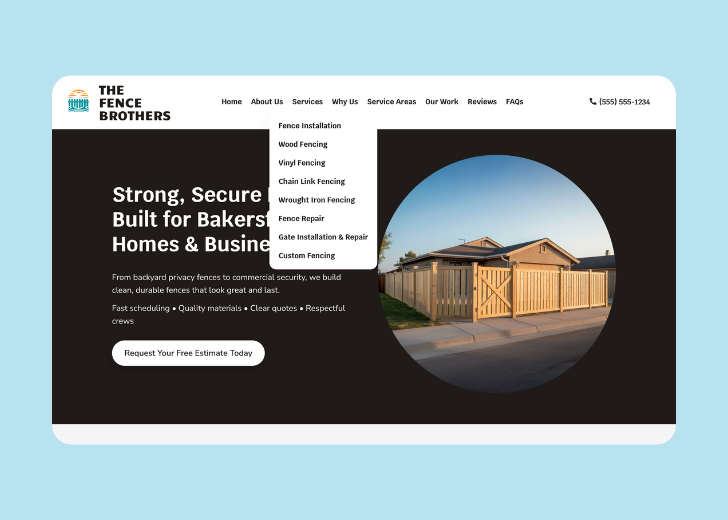 Spotless Touch landing page of a specific service titled 'Post Construction Cleaning' with a contact form on the side