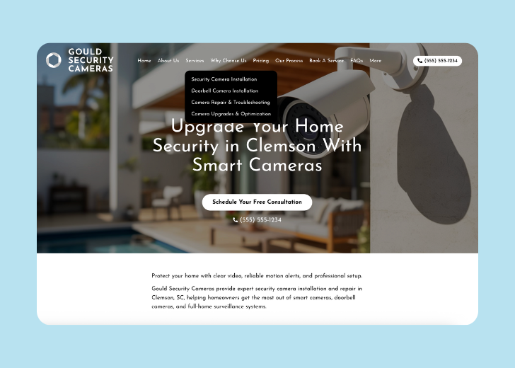Spotless Touch landing page of a specific service titled 'Post Construction Cleaning' with a contact form on the side