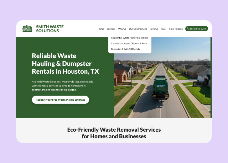 Spotless Touch landing page of a specific service titled 'Post Construction Cleaning' with a contact form on the side