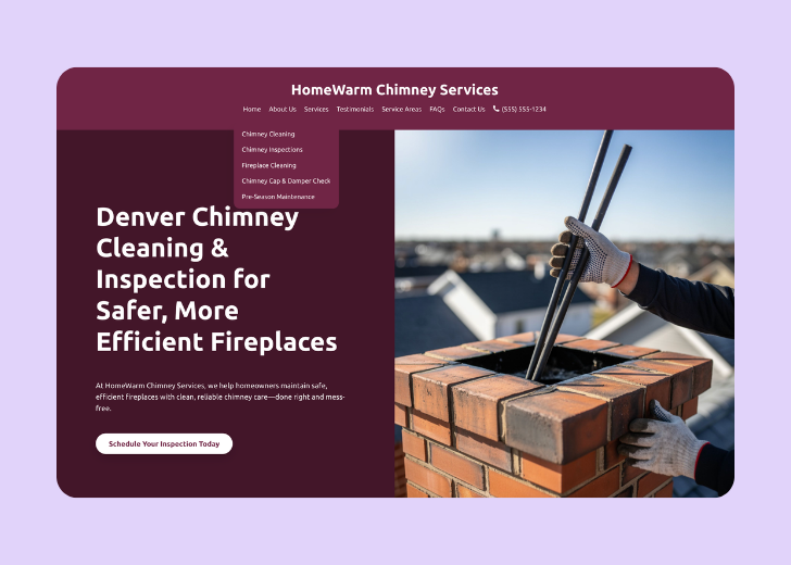 Spotless Touch landing page of a specific service titled 'Post Construction Cleaning' with a contact form on the side