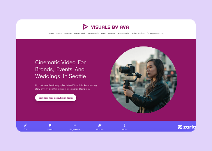 Screenshot of Zarla Editor's UI for selecting fonts and color palettes and uploading custom images