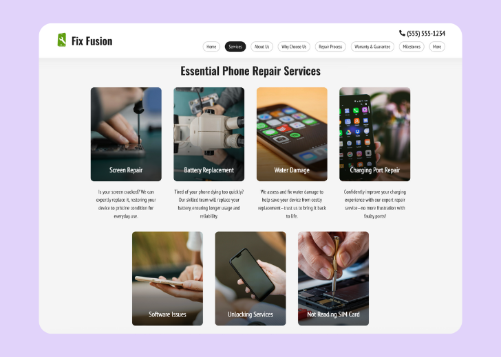 Spotless Touch landing page of a specific service titled 'Post Construction Cleaning' with a contact form on the side