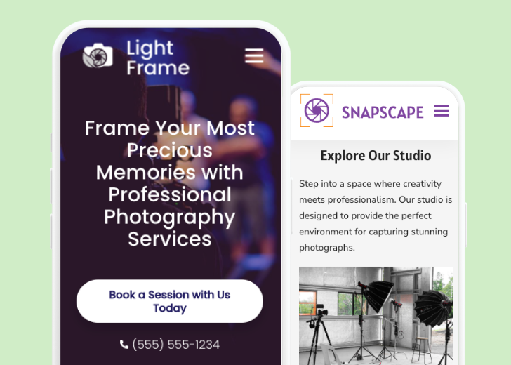 Revive Detailing and Spotless Touch landing pages in two smartphones, side by side, showing mobile view of the websites