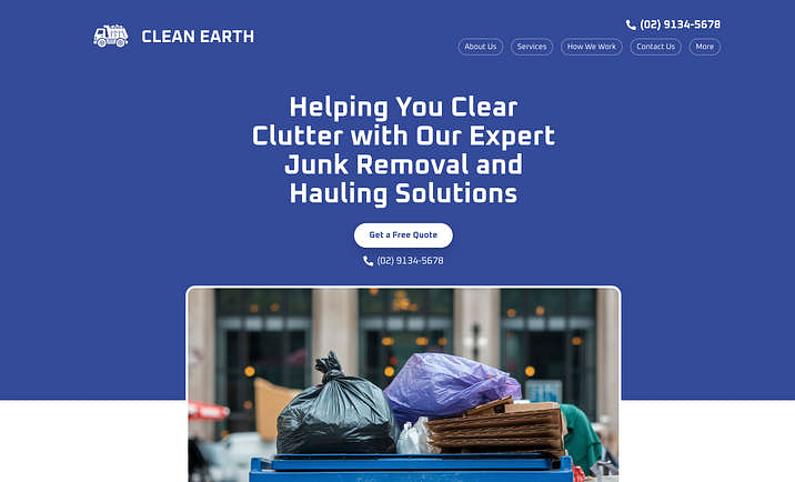 Junk Removal website builder from created with Zarla