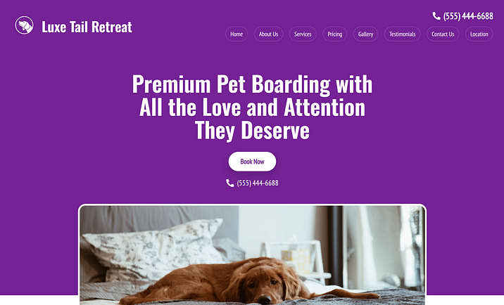 Pet boarding website builder.