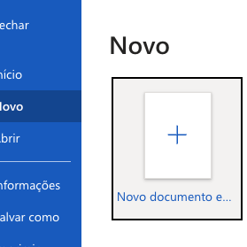 Abra um documento em branco.