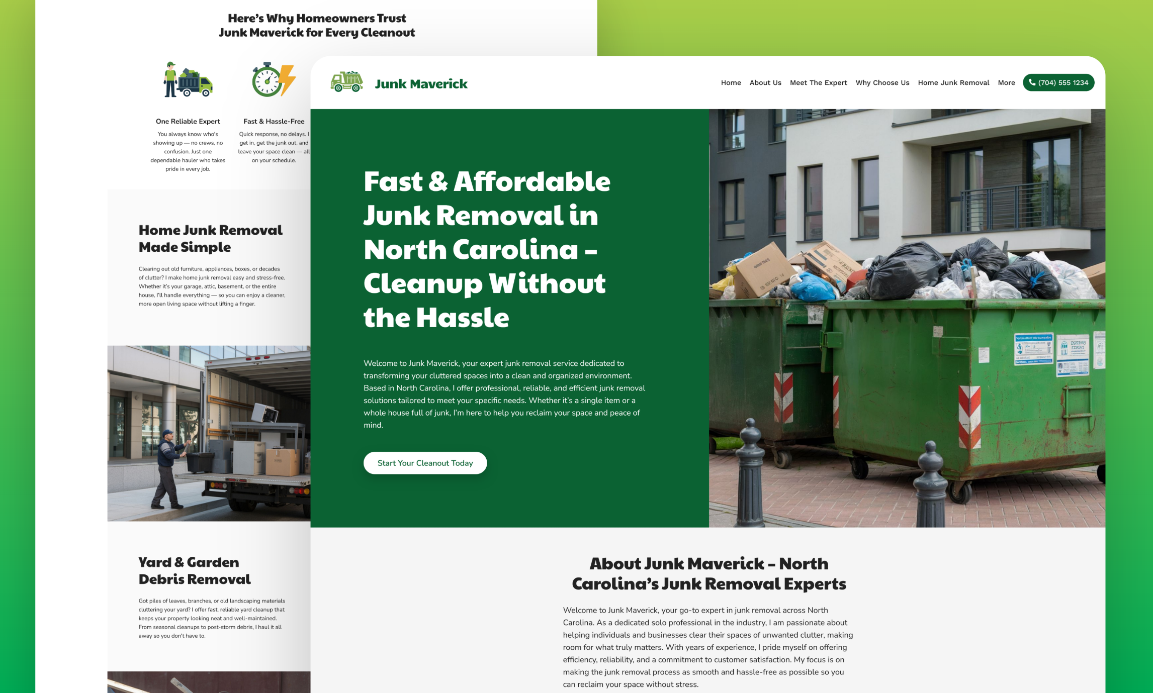 Junk Removal website builder from created with Zarla