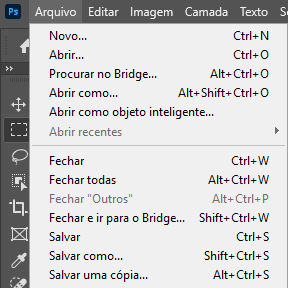 Crie um novo documento no Photoshop.