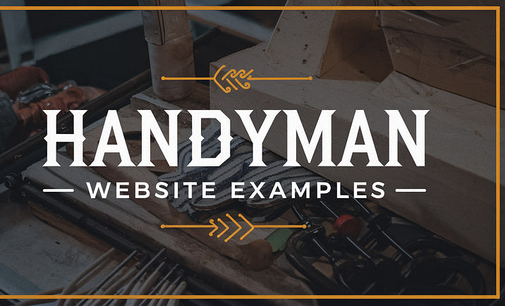 The image of handyman tools with overlaying text that reads "Handyman Website Examples"