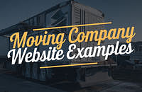 Image of a moving truck with overlaying text that reads "Moving Company Website Examples"