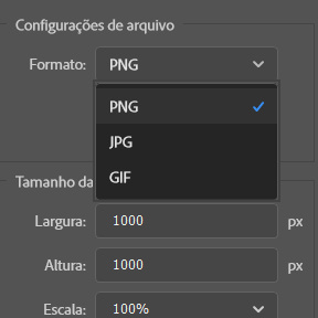 Selecione um formato de arquivo.