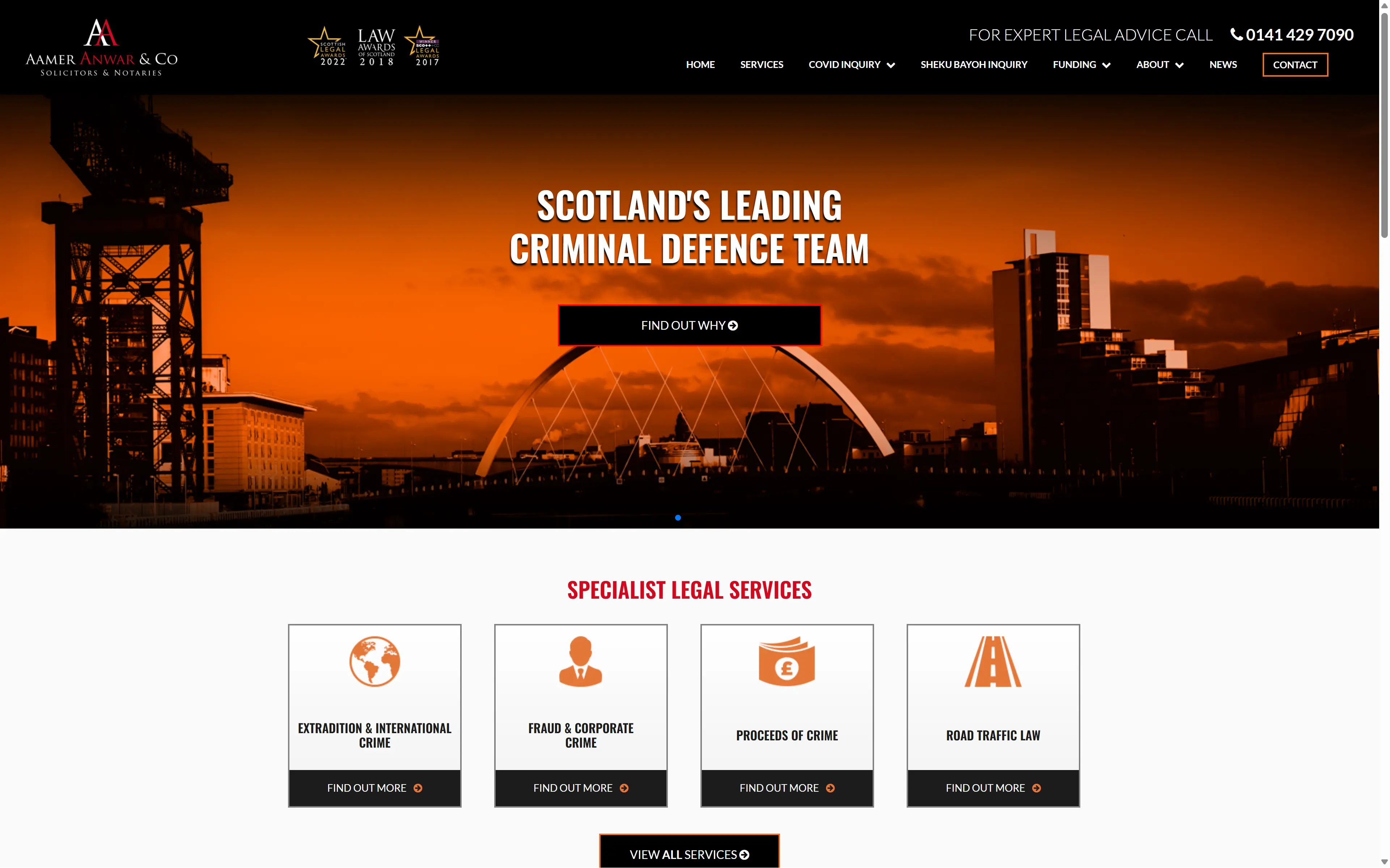 desktop screenshot of website Aamer Anwar & Co.