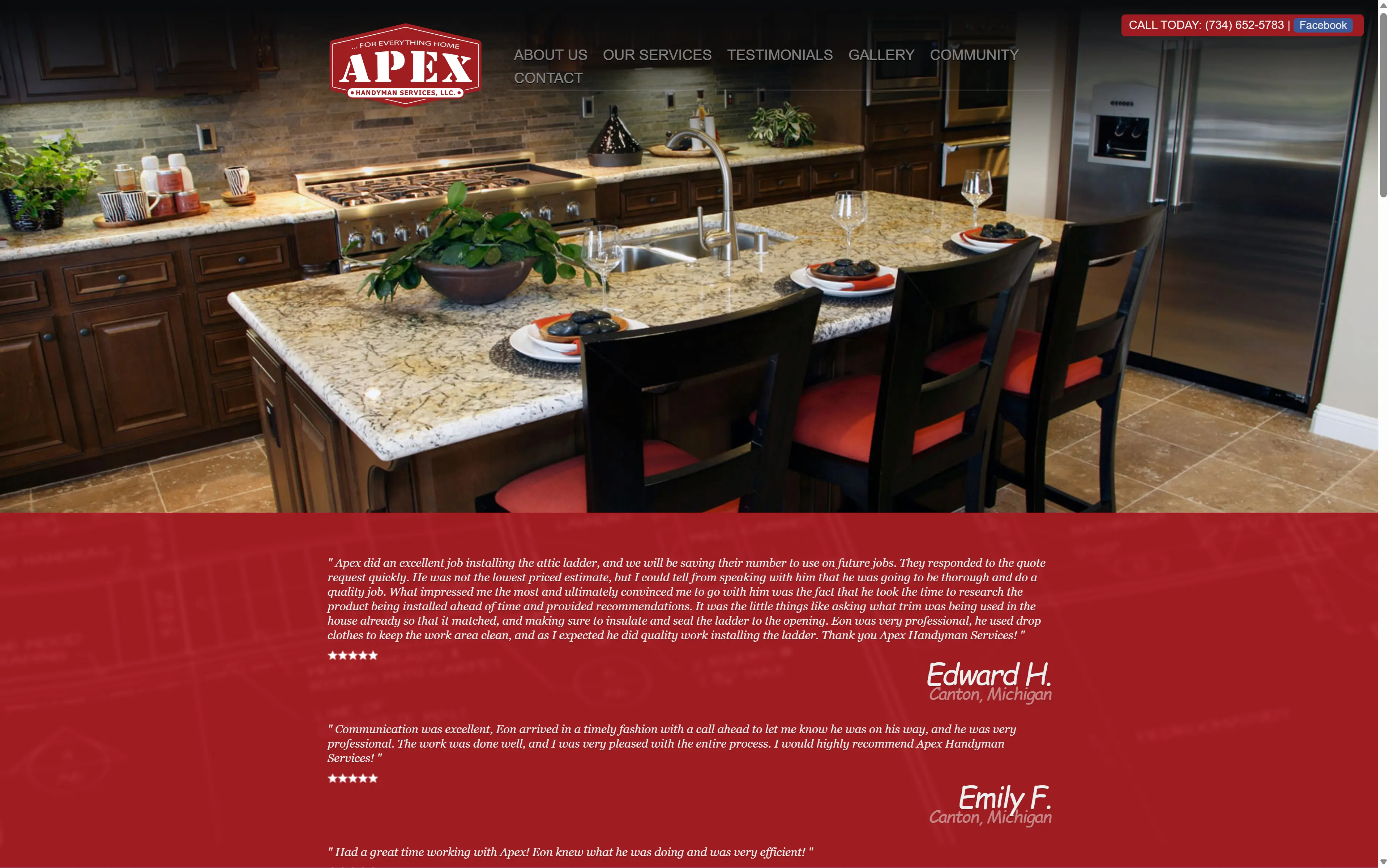 desktop screenshot of website Apex Handyman Services