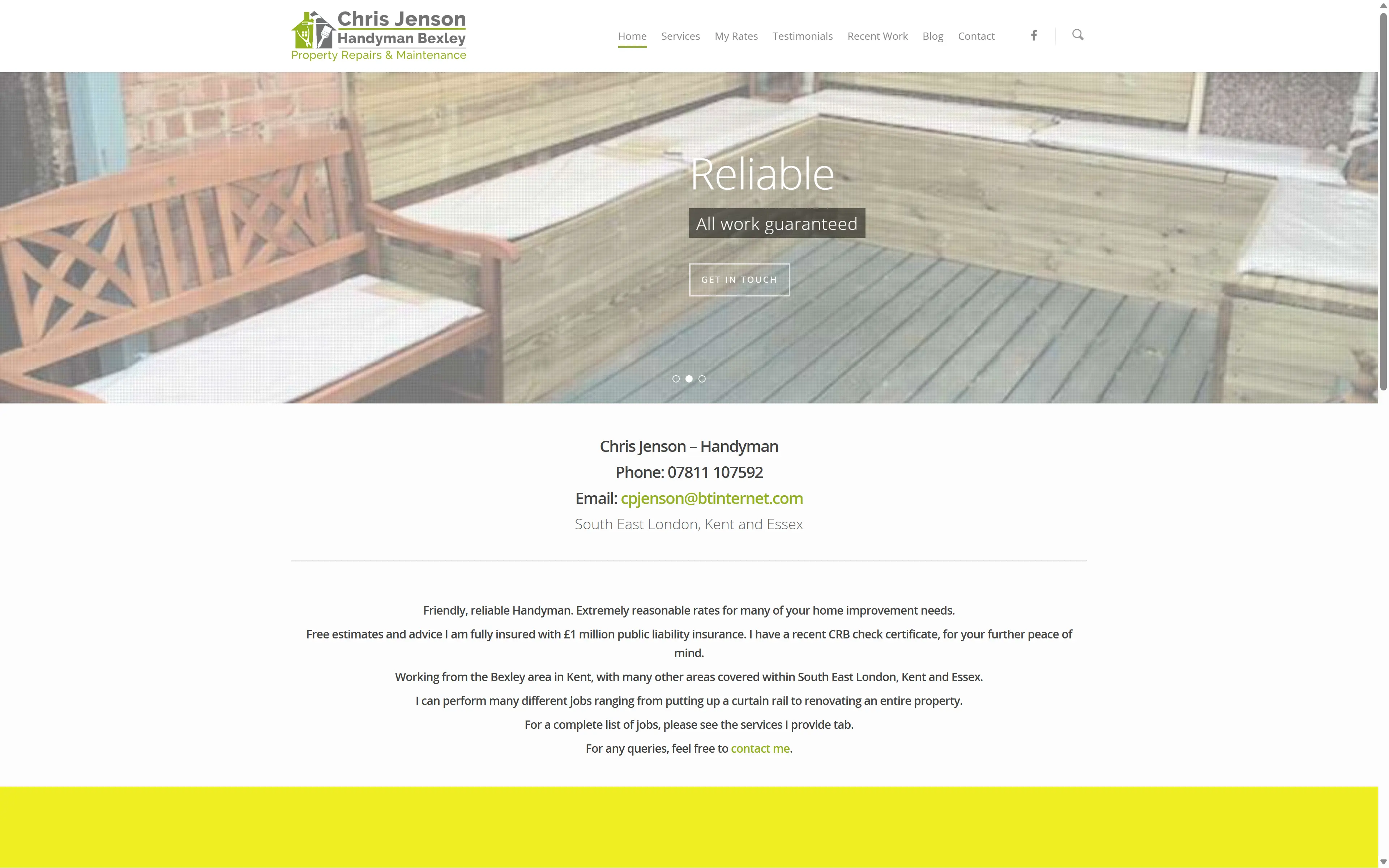 desktop screenshot of website Chris Jenson Handyman