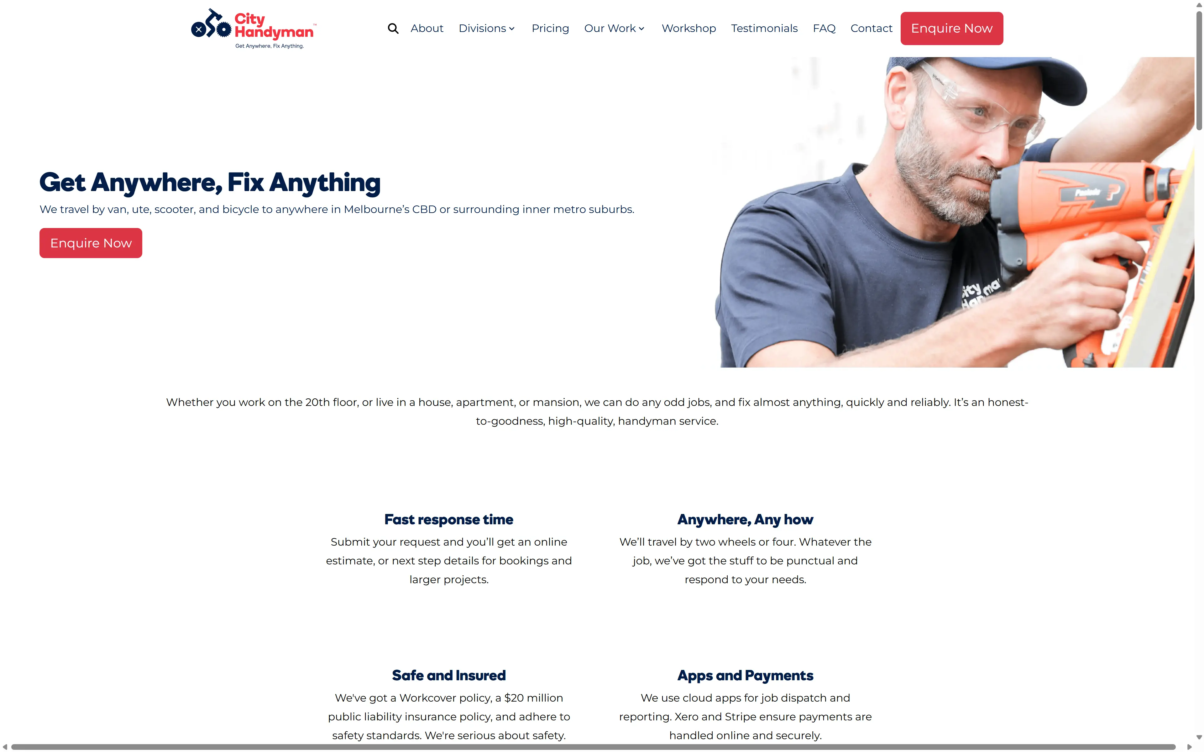 desktop screenshot of website City Handyman