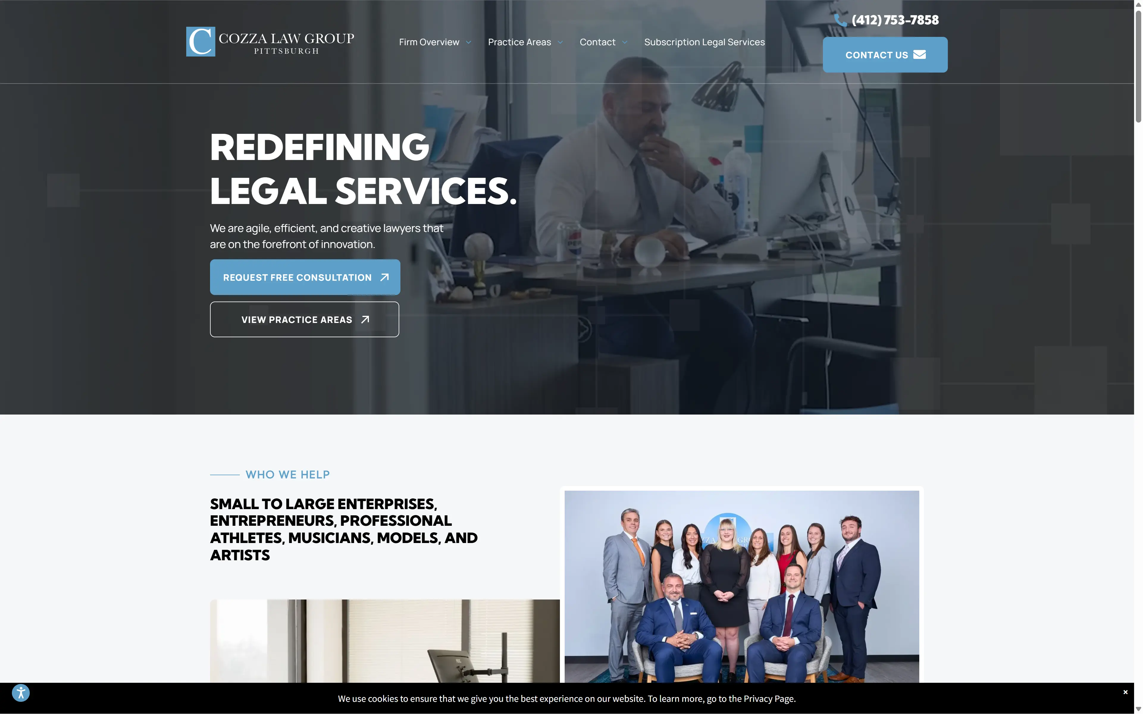 desktop screenshot of website Cozza Law Group