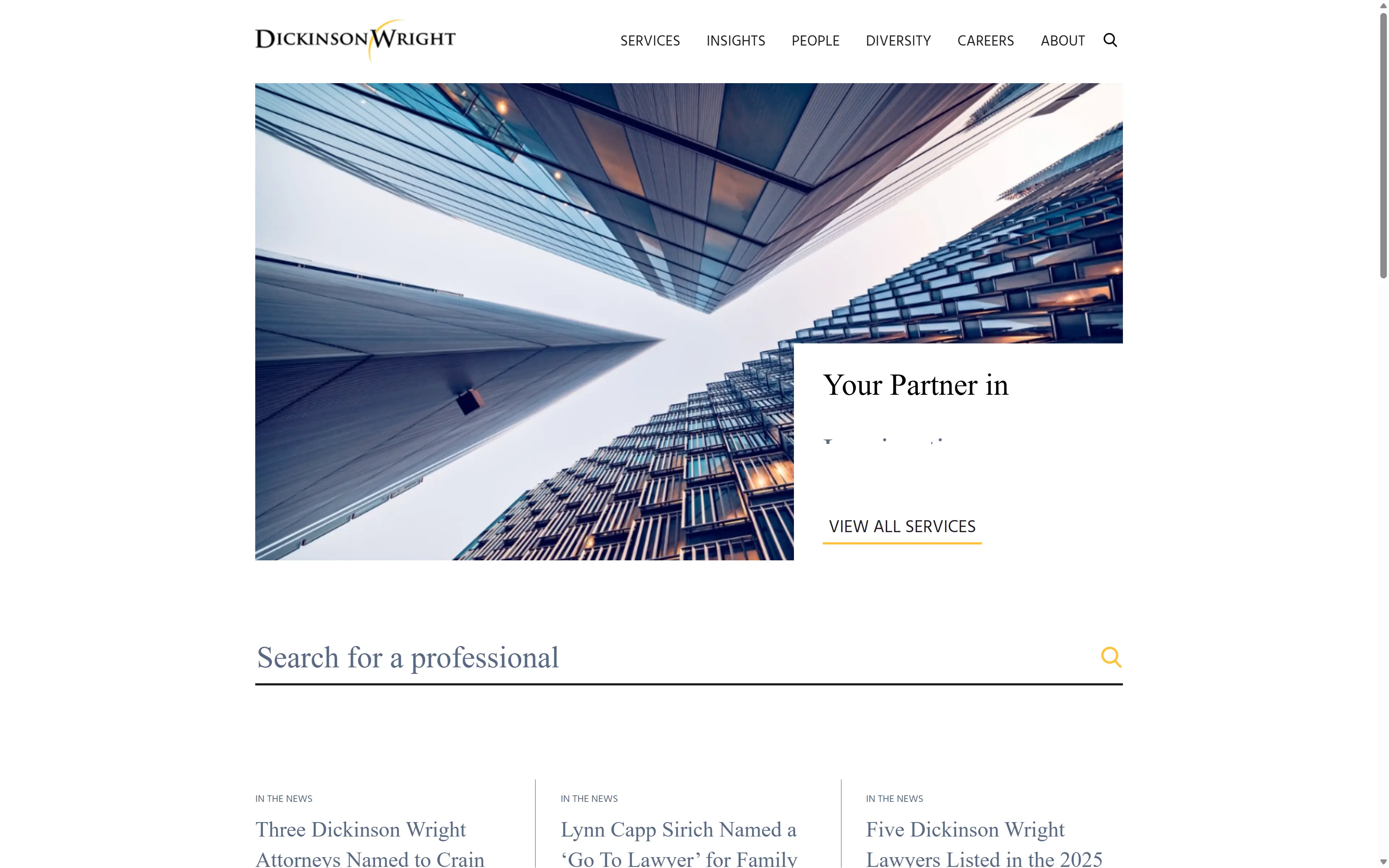 desktop screenshot of website Dickinson Wright