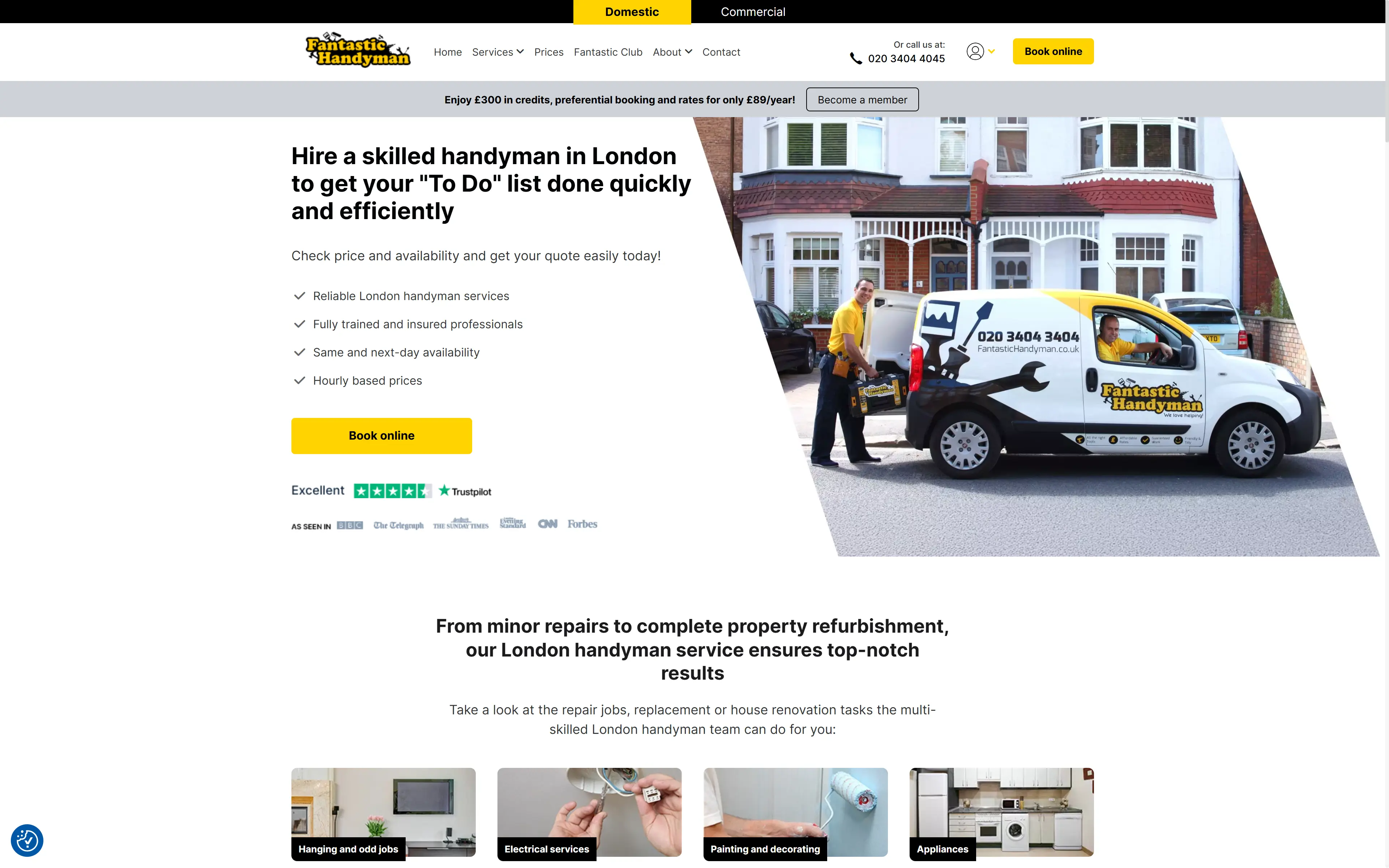 desktop screenshot of website Fantastic Handyman