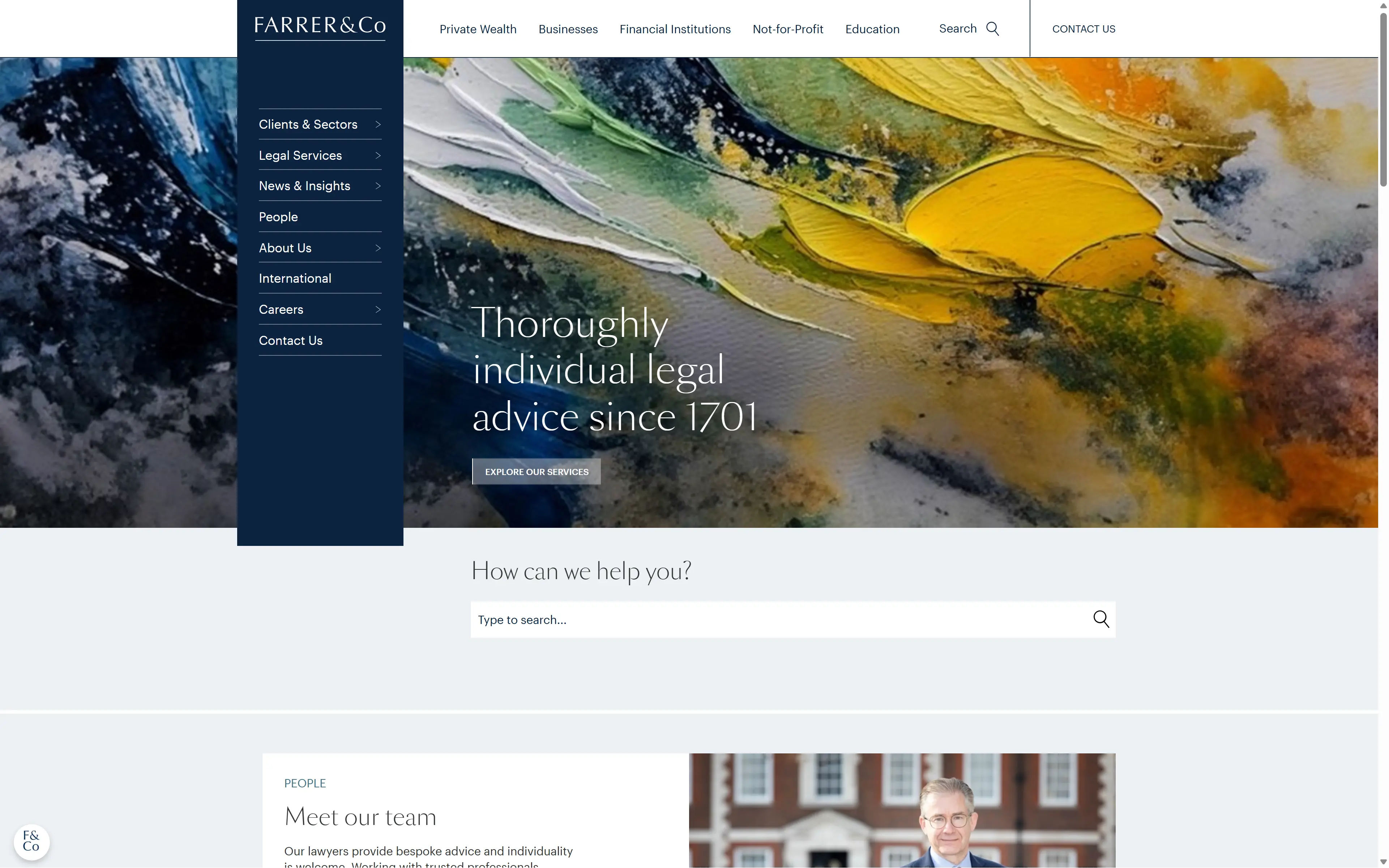 desktop screenshot of website Ferrer & Co.