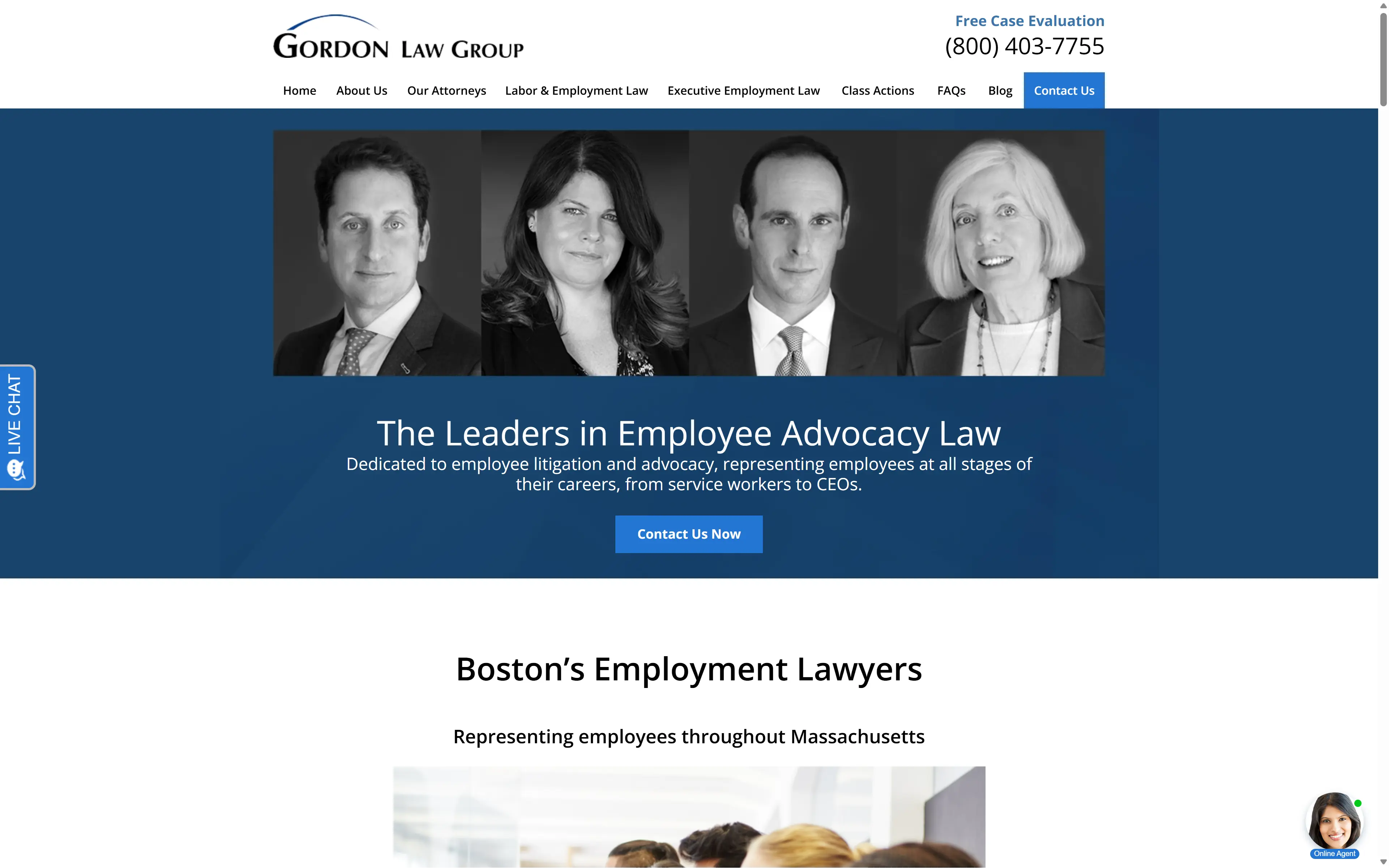 desktop screenshot of website Gordon Law Group