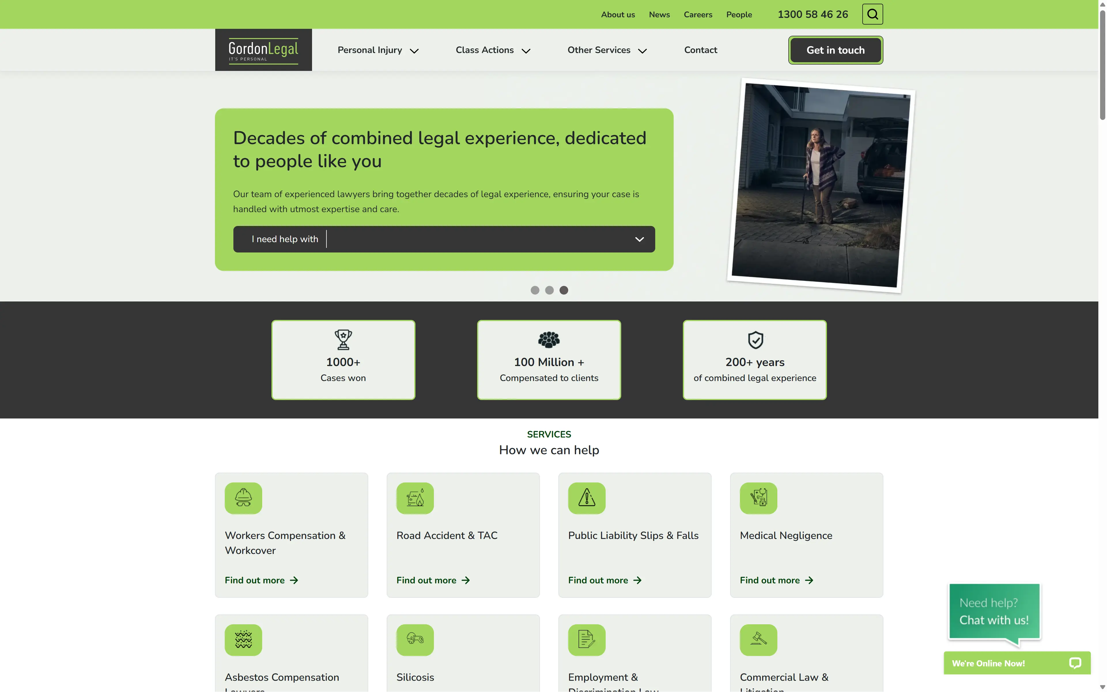 desktop screenshot of website Gordon Legal