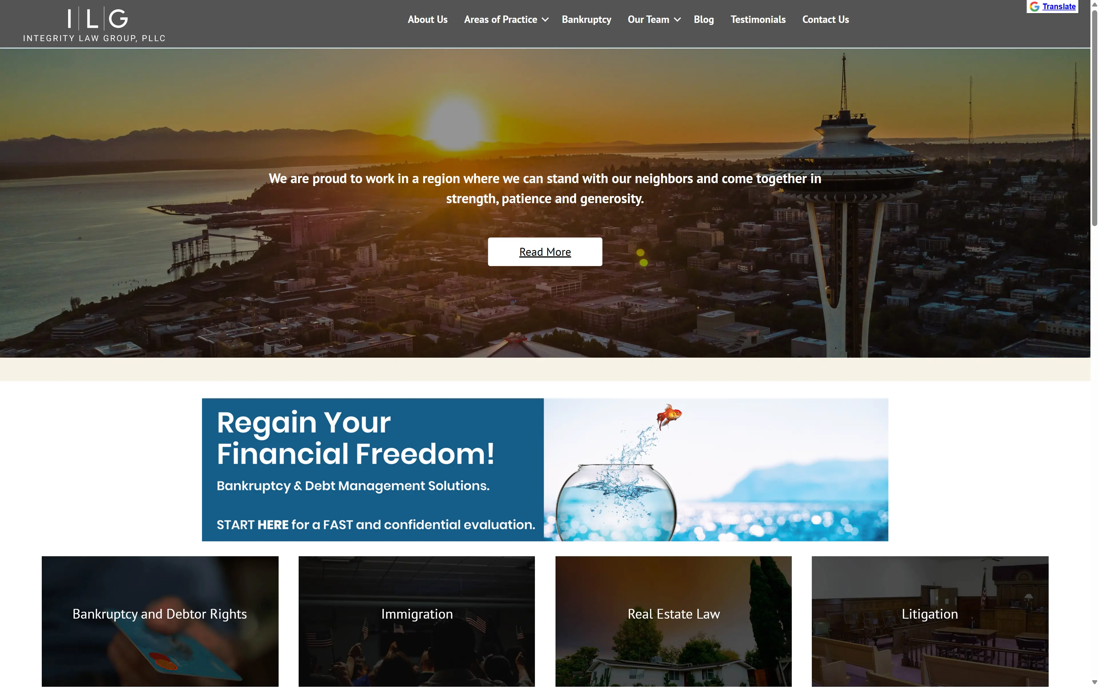 desktop screenshot of website Integrity Law Group