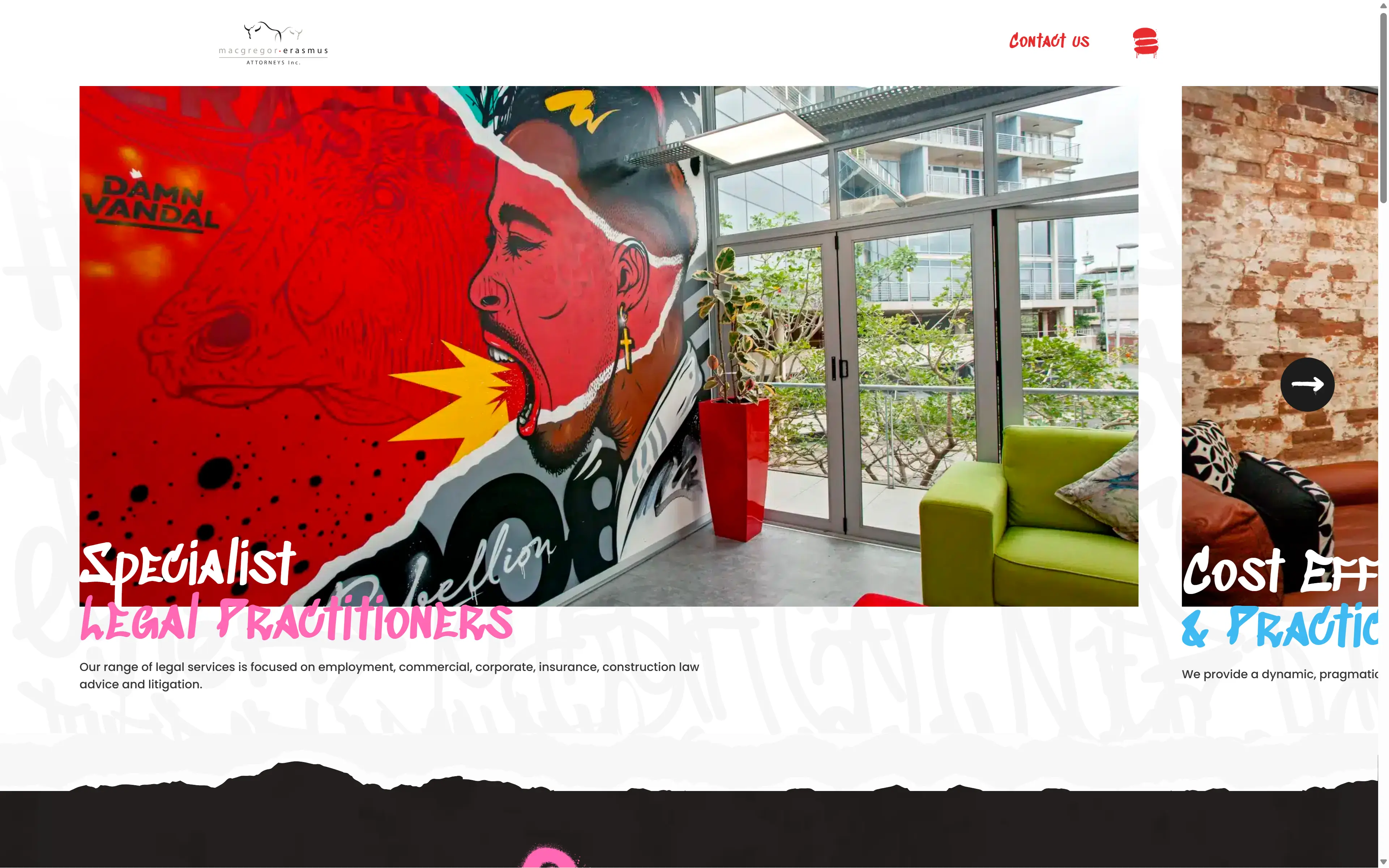 desktop screenshot of website McGregor Erasmus Attorneys