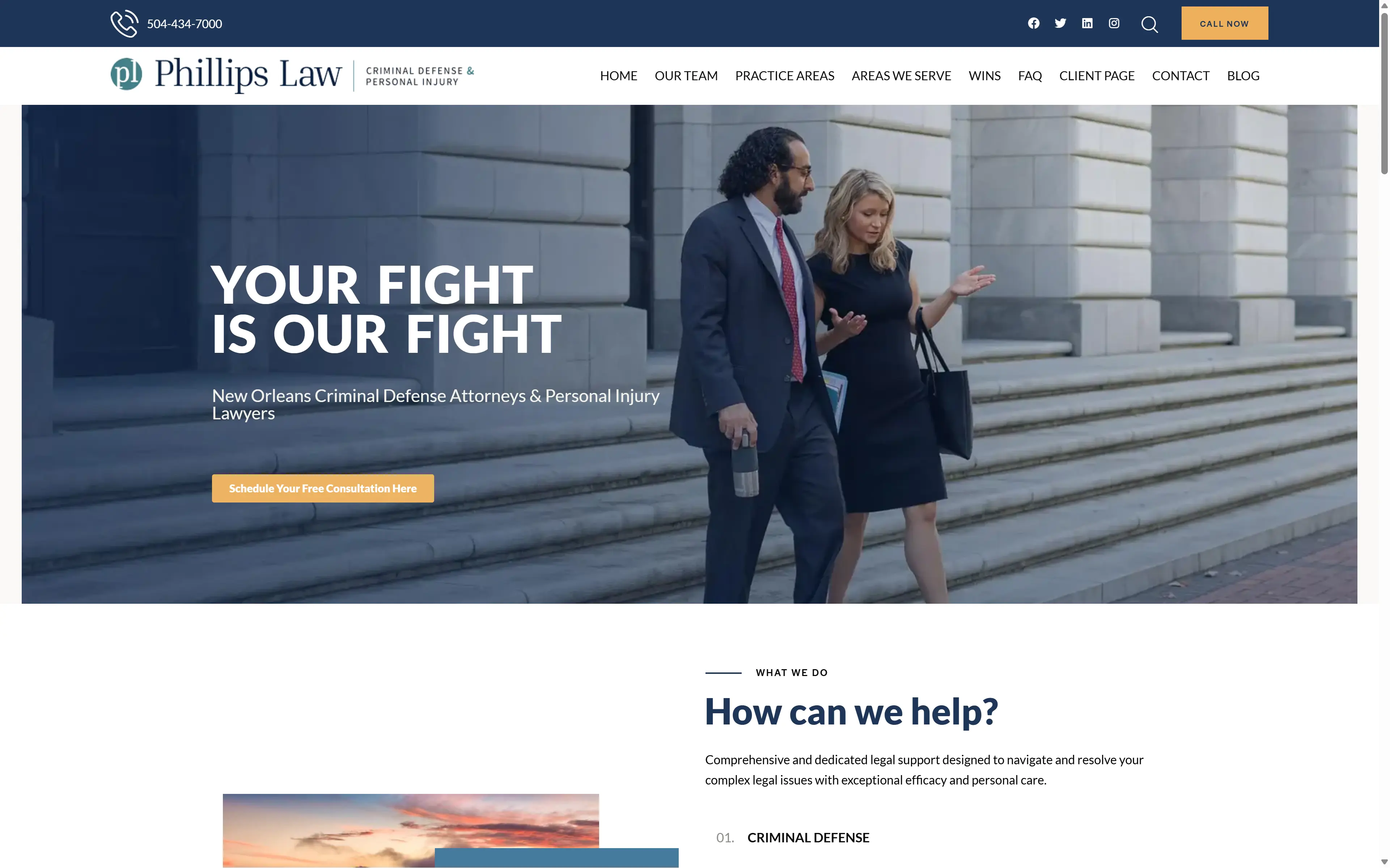 desktop screenshot of website Phillips Law