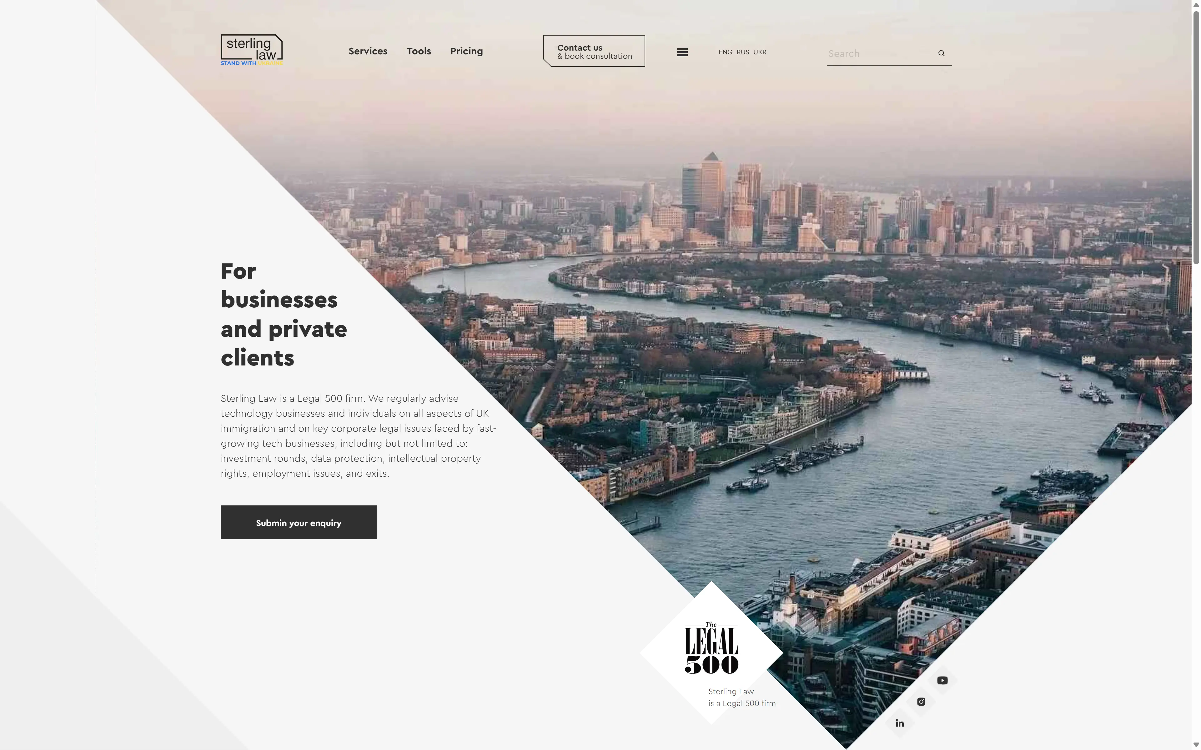 desktop screenshot of website Sterling Law