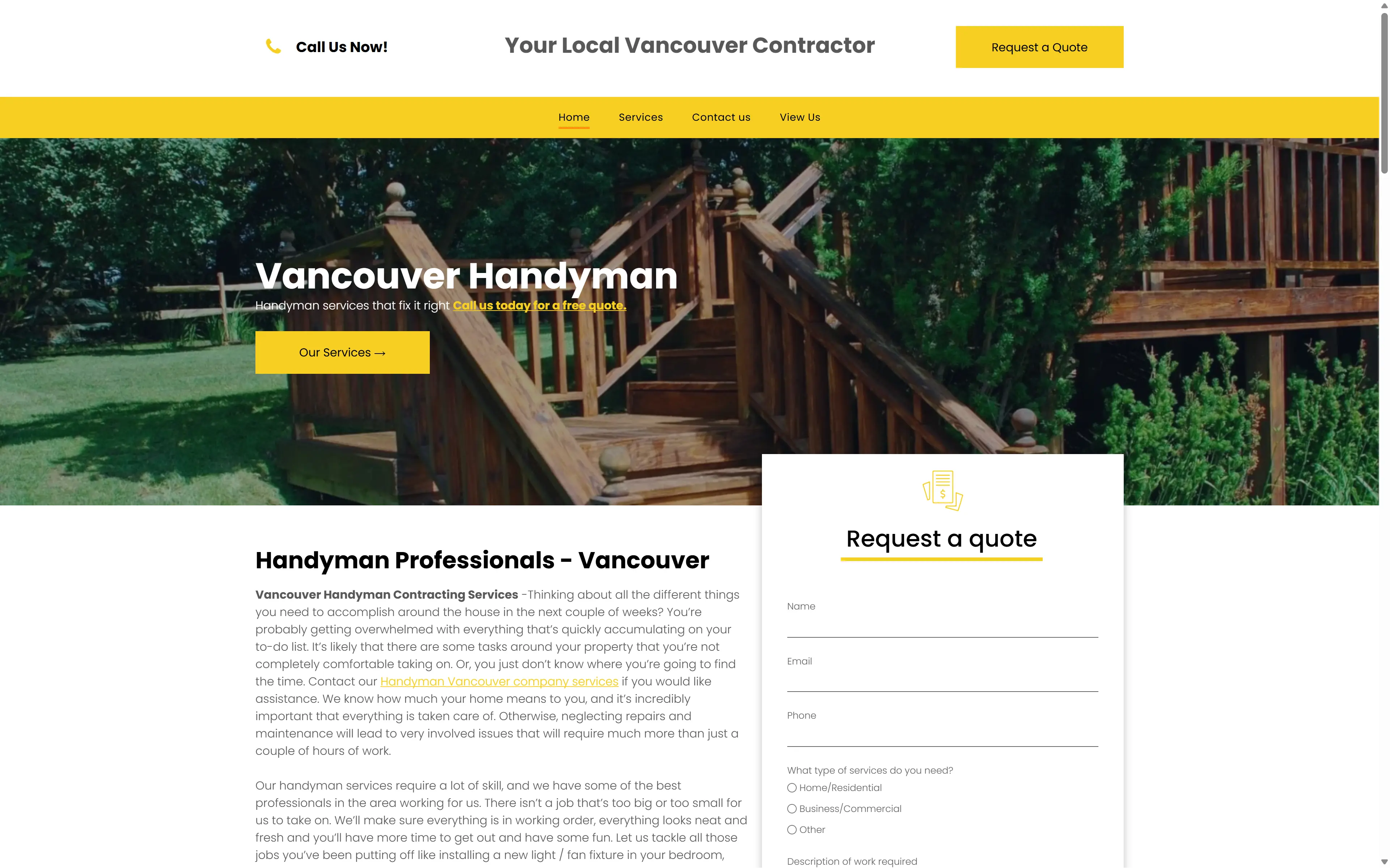 desktop screenshot of website The Vancouver Handyman