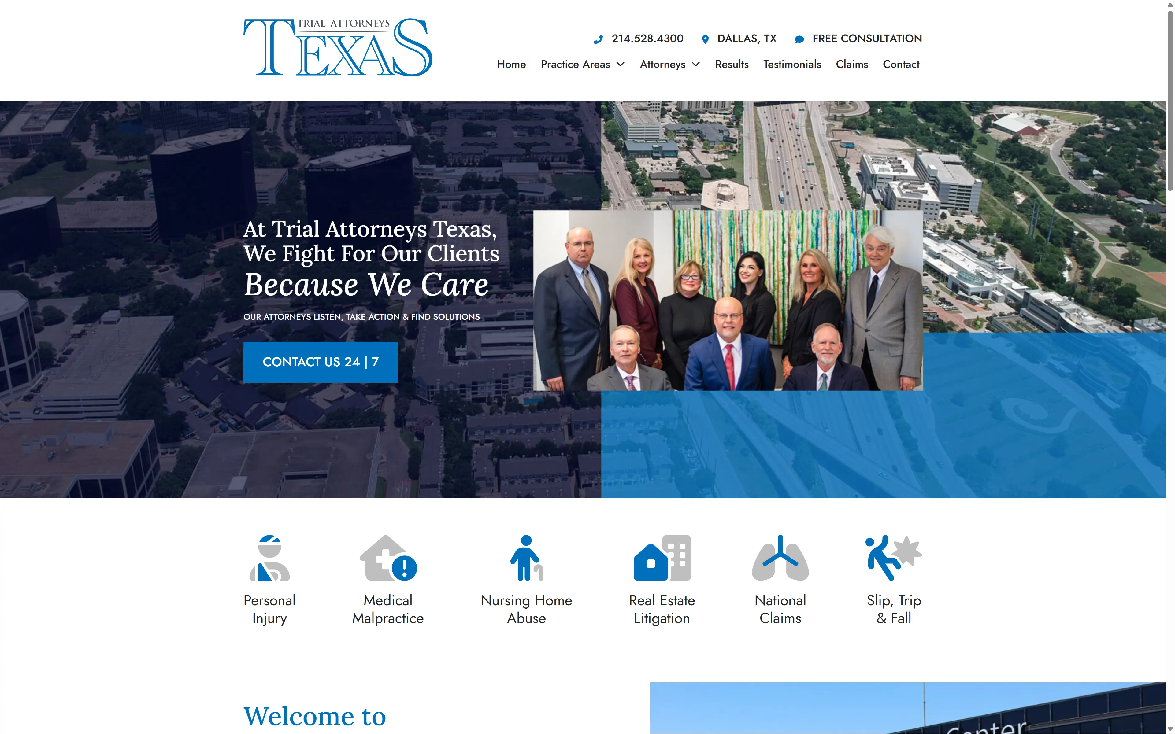 desktop screenshot of website Trial Attorneys Texas