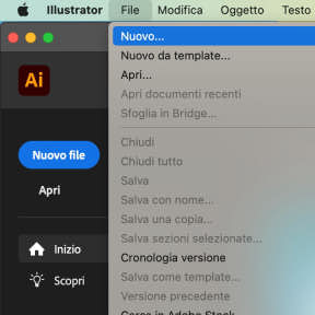 Crea un nuovo documento di Illustrator.