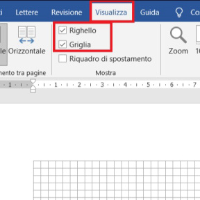 Abilita il righello e la griglia.