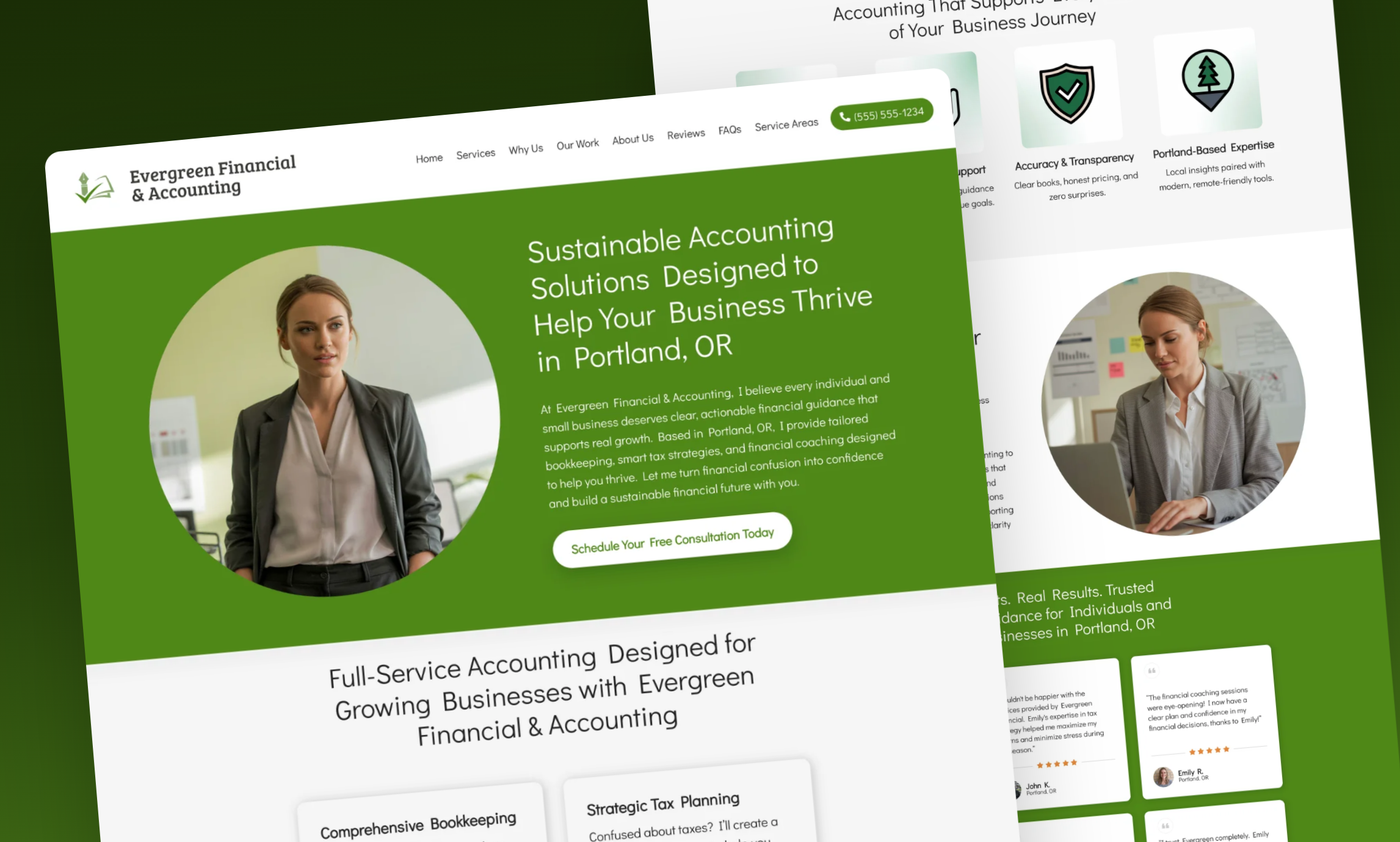 Preview of website template Evergreen Financial & Accounting