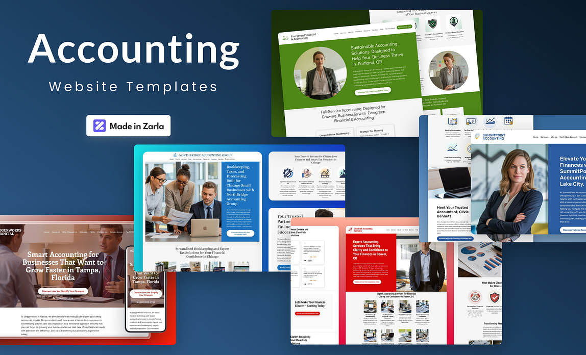Collection of free accounting website templates