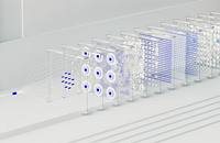 An abstract image of something like a wire splitting and going through filters.