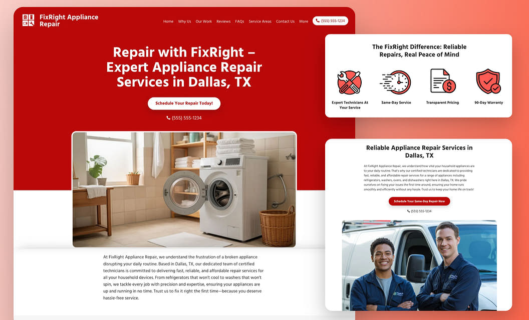 FixRight Appliance Repair Appliance Repair Website Template